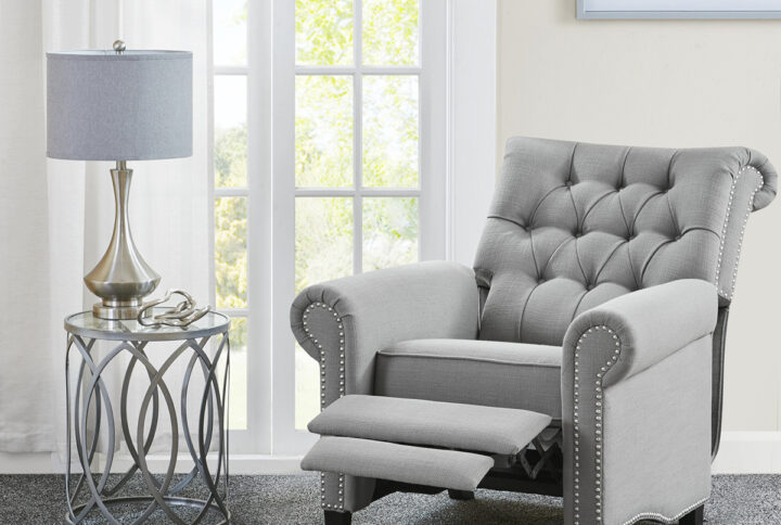 Aidan Push Back Recliner in Grey From Madison Park