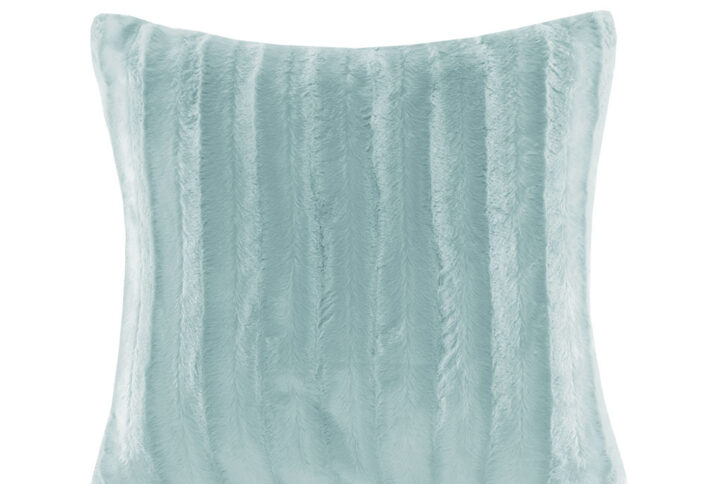 Duke Faux Fur Squre Pillow in Blue From Madison Park