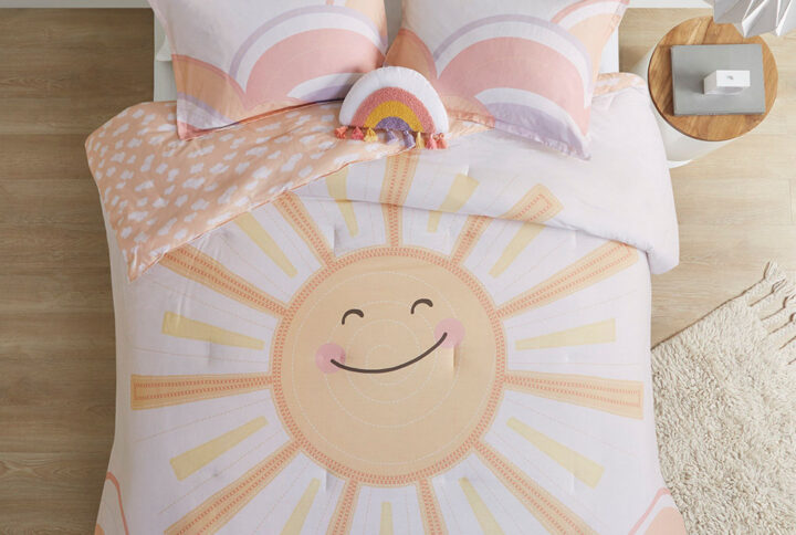 Dawn Sunshine Printed Reversible Comforter Set in Yellow/Coral From Urban Habitat Kids