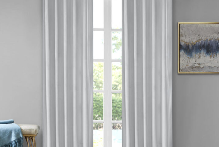 Colt Room Darkening Metallic Printed Poly Velvet Rod Pocket/Back Tab Window Panel Pair in Light Grey From 510 Design