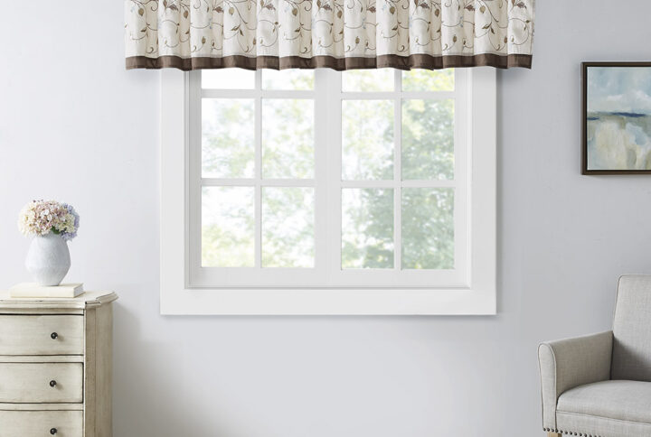 Serene Embroidered Window Valance in Blue From Madison Park