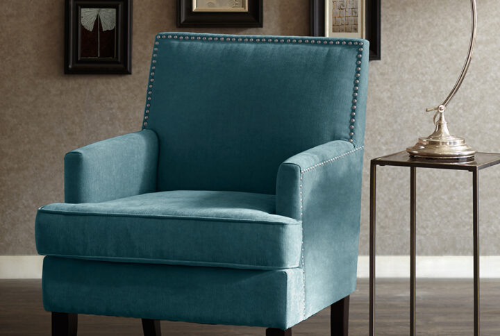 Colton Track Arm Club Chair in Blue From Madison Park