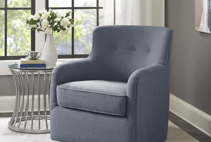 Adele Swivel Chair in Blue From Madison Park