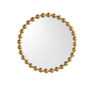 Marlowe 27" Medium Decorative Round Wall Mirror with Beaded Metal Frame in Gold From Madison Park Signature