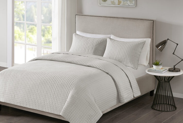 Otto 3 Piece Reversible Quilt Set in Grey From 510 Design