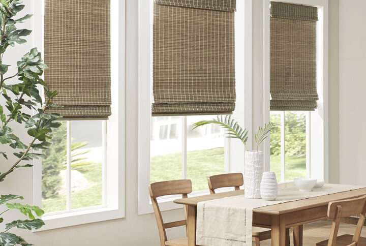 Eastfield Bamboo Light Filtering Roman Shade 64"L in Natural Ash From Madison Park