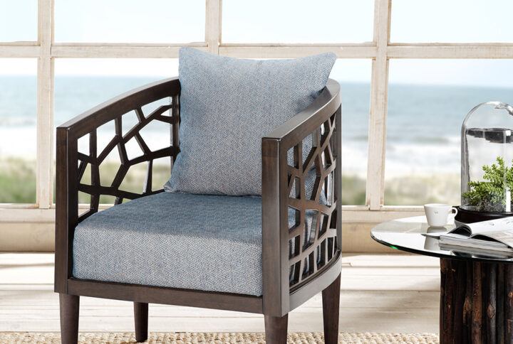 Crackle Accent Chair in Blue From INK+IVY