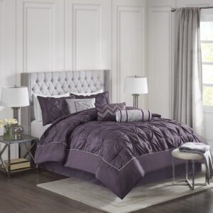 Laurel 7 Piece Tufted Comforter Set in Plum From Madison Park