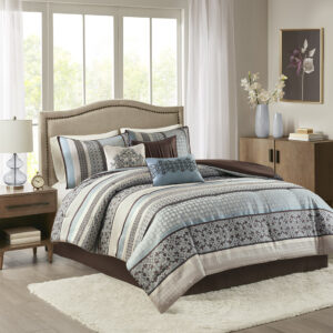 Princeton 7 Piece Comforter Set in Blue From Madison Park