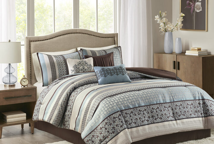 Princeton 7 Piece Comforter Set in Blue From Madison Park