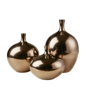 Ansen Mirrored Ceramic Decorative Vases 3-piece set in Bronze From Madison Park Signature