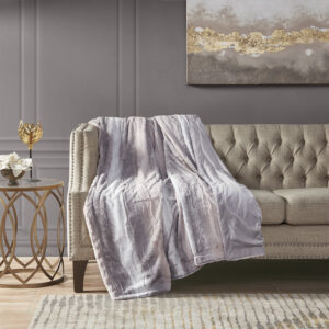 Zuri Oversized Faux Fur Throw in Blush/Grey From Madison Park