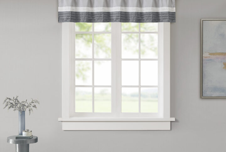 Amherst Polyoni Pintuck Valance in Grey From Madison Park