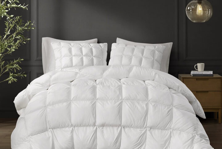 Stay Puffed Overfilled Down Alternative Comforter in White From Madison Park