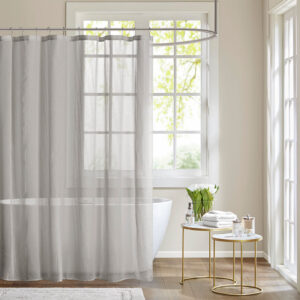 Anna Sheer Shower Curtain in Grey From Madison Park