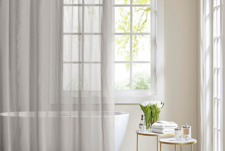 Anna Sheer Shower Curtain in Grey From Madison Park