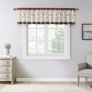 Serene Embroidered Window Valance in Spice From Madison Park