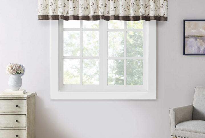 Serene Embroidered Window Valance in Spice From Madison Park