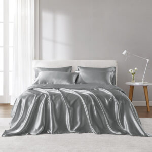 Satin Luxury Sheet Set in Grey From Madison Park Essentials