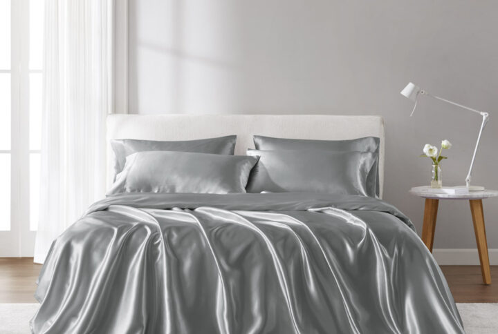 Satin Luxury Sheet Set in Grey From Madison Park Essentials