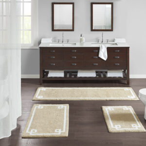 Evan Cotton Tufted Bath Rug 24x72 in Taupe From Madison Park