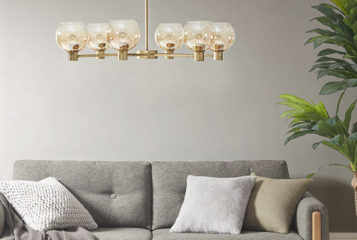 Blaire 6-light Ombre Glass Globe Chandelier in Antique Brass/Amber From INK+IVY