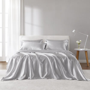 Satin Luxury Sheet Set in Light Grey From Madison Park Essentials