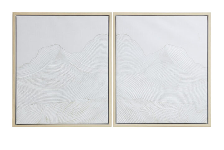 Desert Serenity Hand Embellished Abstract 2-piece Framed Canvas Wall Art Set in Ivory From INK+IVY