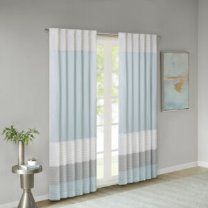 Amherst Polyoni Pintuck Curtain Panel in Aqua From Madison Park