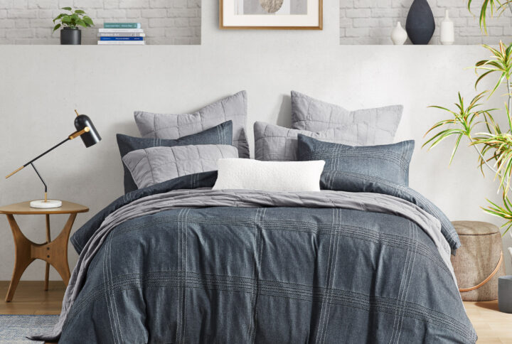 Anders 3 Piece Duvet Set in Charcoal From Croscill Casual