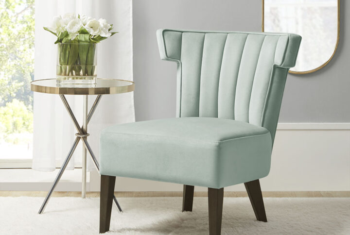 Grafton Upholstered Armless Accent Lounge chair in Seafoam From Madison Park