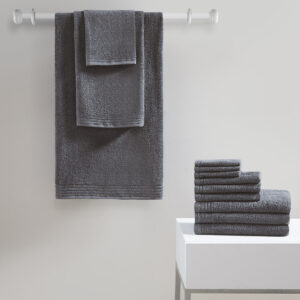 Big Bundle 100% Cotton Quick Dry 12 Piece Bath Towel Set in Grey From 510 Design