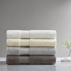 100% Cotton Bath Sheet 2 Piece Set in White From Madison Park Signature