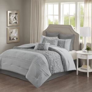 Ramsey Embroidered 8 Piece Comforter Set in Grey From 510 Design