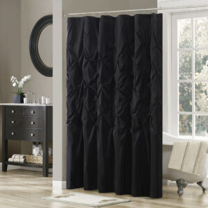 Laurel Tufted Semi-Sheer Shower Curtain in Black From Madison Park