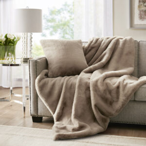 Sable Solid Faux Fur Throw in Golden From Croscill