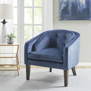 Ian Upholstered Tufted Mid-Century Accent Chair in Blue From Madison Park