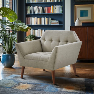 Newport Newport Wide Mid-Century Modern Lounge Chair in Light Grey From INK+IVY