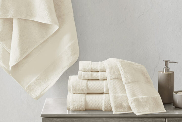 Turkish Cotton 6 Piece Bath Towel Set in Natural From Madison Park Signature