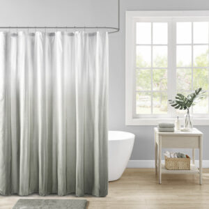 Ara Ombre Printed Seersucker Shower Curtain in Grey From Madison Park