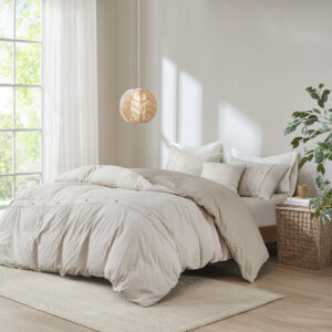 Dover 5 Piece Organic Cotton Oversized Comforter Cover Set w/removable insert in Natural From Clean Spaces