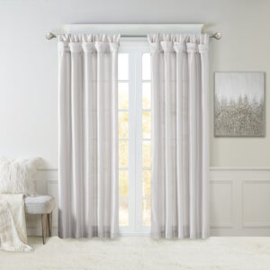 Emilia Twist Tab Lined Window Curtain Panel in Silver From Madison Park