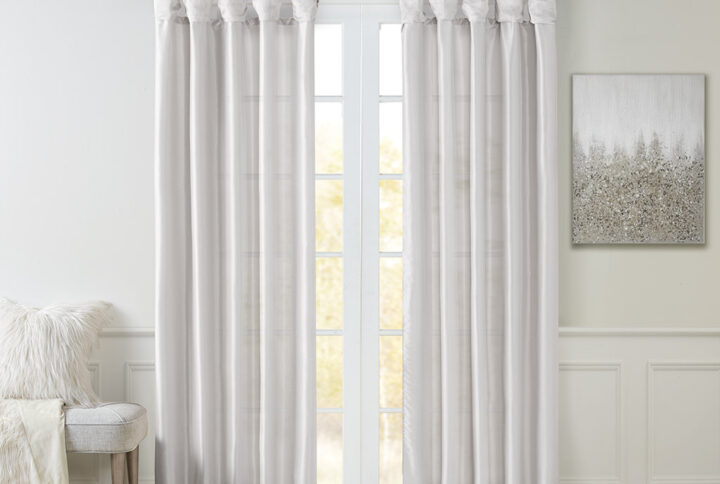 Emilia Twist Tab Lined Window Curtain Panel in Silver From Madison Park