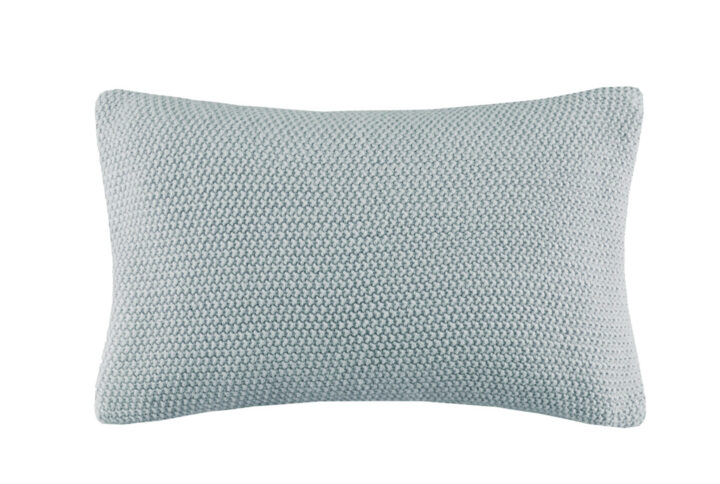 Bree Knit Oblong Pillow Cover in Light Blue From INK+IVY