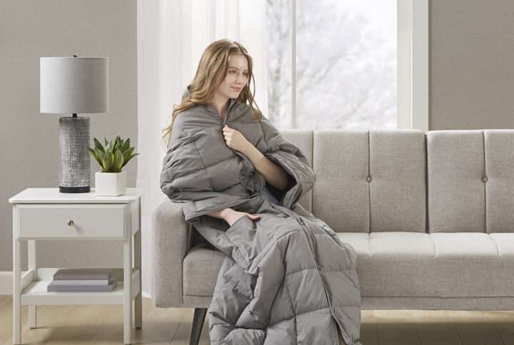 Hadly Wearable Multipurpose Throw in Grey From True North by Sleep Philosophy