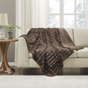 Duke Long Fur Throw in Brown From Madison Park