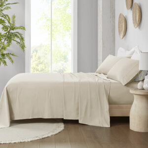 300 Thread Count Organic Cotton Deep Pocket Sheet Set in Taupe From Madison Park