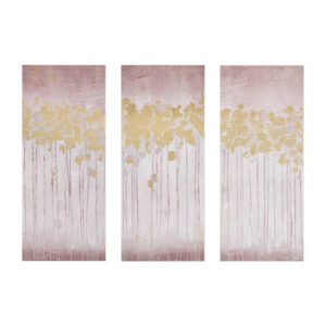 Twilight Forest Gold Foil Abstract 3-piece Canvas Wall Art Set in Blush From Madison Park