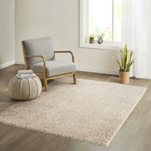 Camdyn Super Soft Polyester Shag Area Rug in Cream From Madison Park