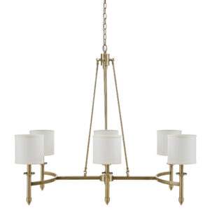 Elegenza 6-light Chandelier with Fabric Drum Shades in Antique Gold From Martha Stewart